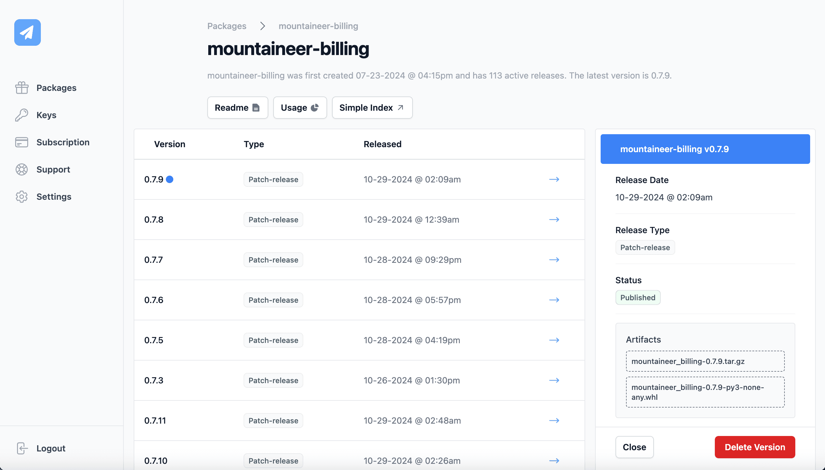 Envelope dashboard screenshot